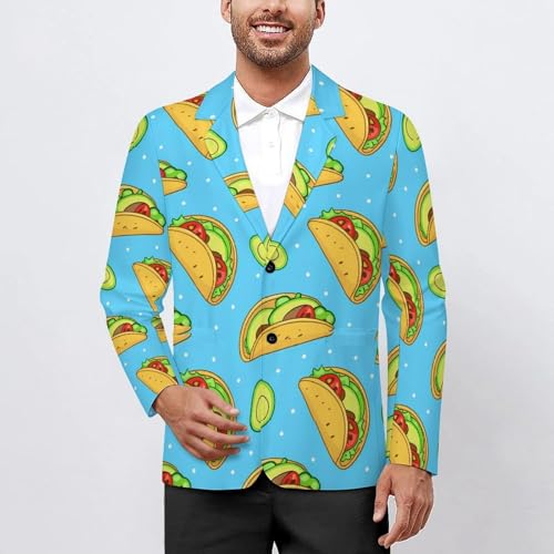 Mexican Food Funny Tacoes Men's Suits Dress Business Formal Suit Print Jackets Coat For Wedding Party2