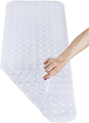 Tapis de Bain antidérapant pour Baignoire - Tapis antidérapant Baignoire 100x40 cm, sans BPA, résistant à la moisissure & Lavable en Machine - Tapis de...