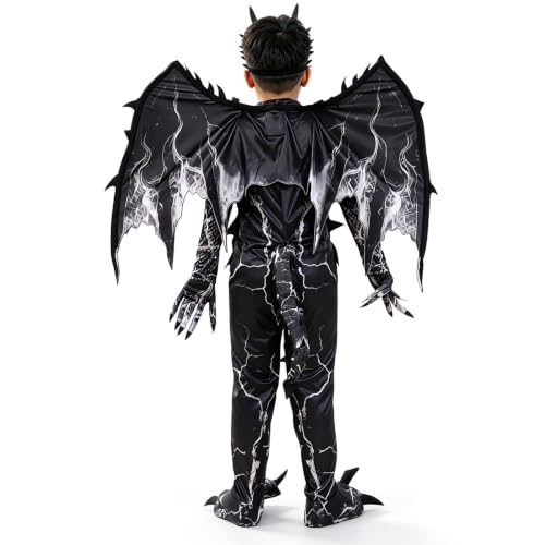 Kids Dragon Costume, Boys Dragon Halloween Costume with Mask, Wings & Tail - image 2