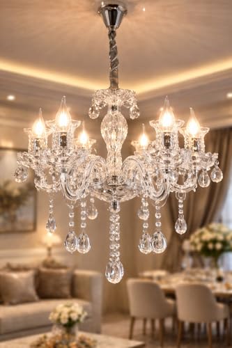 Image of K9 Crystal Glass Italian Chandelier 600mm, Luxurious 6-Light