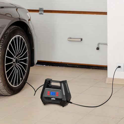 Oasser Luftkompressor Kompressor 12V 230V Kompressor für Autoreifen AC DC 2in1 Luftpumpe Auto Max. Luftdruck 150 PSI mit 22mm großer Zylinder Motor aus reinem Kupfer