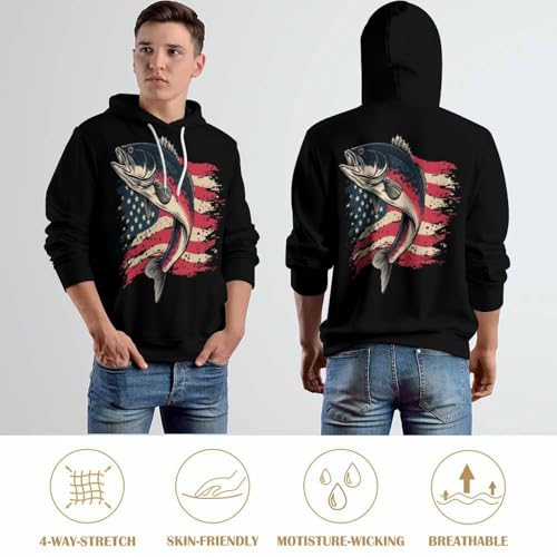 Pullover casual 3D print de haute précision et graphisme drapeau américain vintage