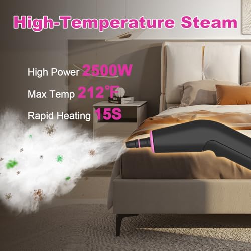 Image of Portable Steam Cleaner for Cleaning with 16pcs Accessories, 6-Level Adjustable, 15s Heat-Up, Handheld Steam Cleaner for Home, Tile, Grease, Dirt, Car Detailing, Lightweight Design for Women& Girls