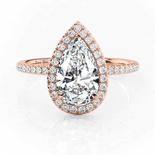 Pear Shaped Moissanite Engagement Ring for Women, 10K 14K 18K Gold/S925 Silver Brilliant 1-3 Carat CT Moissanite/Lab Created Diamond Wedding Rings Set Vintage Ring Birthday Christmas Jewelry Gift2