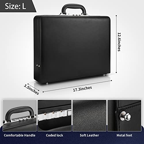 image for HAESTUS Leather Briefcase for Men with Combination Lock, Classic Hard 