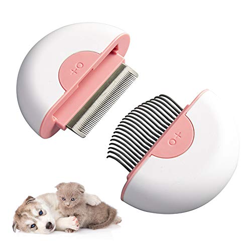 2-in-1 Pet Comb Cat Dog Grooming Hair Removal Shedding Cleaning Brush Massage Tools Best Pet Hair Comb for Home Grooming Kit?Pink