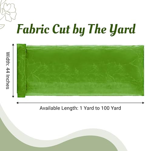 MDS® Pack of 10 Yard Sheer Organza Fabric for Wedding Party Home Event Banquet Decorations, Backdrop Curtain Craft Dress Sewing Fashion DIY Crystal Organza Tulle Fabric Bolt 44” Wide - Apple Green