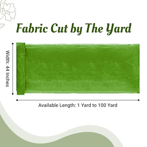 Image of mds Pack of 5 Yard Bridal Solid Sheer Organza Fabric Bolt Dress,Fashion, Crafts, Decorations Silky Shiny Organza 44 inch- Apple Green