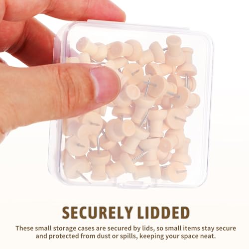 Image of TEHAUX Clear Plastic Storage Box with Hinged Lid Small Organizer for Jewelry Beads Craft Supplies 2.95 X 2.83 X 0.94 Inch Stackable Mini Container for Home Office