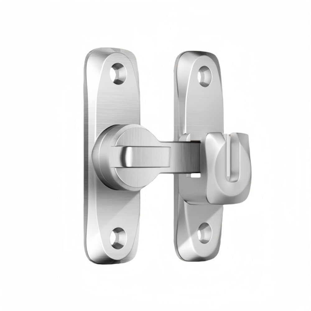 Palut Silver Flip Door Bolt 2 Pack,180 Degree Rotating Aluminum Latches,Thick Anti Rust Privacy Lock For Garden Bedroom Balcony Doors