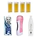 Ceretta a Caldo Kit, Scalda Cera per Ceretta Rullo, 4x Ricariche Rullo Ceretta Professionale Depilia, Strisce Depilazione Uomo Donna, Olio Dopo Cera Depilatoria (Miele)