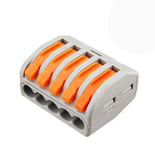 Image of 50 Pcs Lever Connectors Nuts 5 Conductor Combination Compact Wire Connectors Fast Connection Terminal 28-12 AWG Suitable for Multiple Types