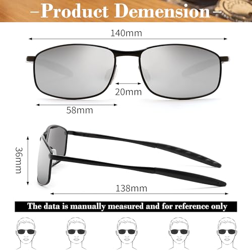 Image of FEISEDY Rectangle Polarized Square Sunglasses for Men Women B2444 | Photochromic, Night Vision, Automatically darken in sunlight, 100% UV400, Driving, Fishing, Climate Pledge Friendly