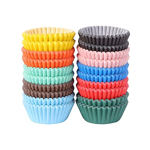 Miss Bakery's House® Mini-Muffinförmchen Standard - Ø 32 mm x 20 mm - Bunt - 500 Stück - Papier-Backförmchen - Cupcakes, Muffins und Pralinen