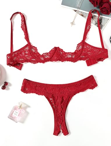 Image of Avidlove Sexy Lingerie Set for Women Lace Bra and Panty Sets Underwire Push Up Lace Lingerie Set XS-XXL