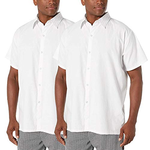 Chef Code 2-Pack Plain Front Cook Shirt with Snap Buttons (White, 3XL)