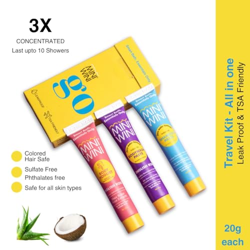 Image of Travel Kit | 3X Concentrated Shampoo, Bodywash & Body Yogurt | Pocket-Size Toiletries Set, Lasts 10 Days | SLS-Free, Derma-Tested, All Skin Types, TSA-Approved, Leakproof (PACK OF 1)