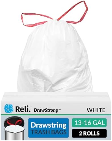 Reli. Drawstring Trash Garbage Bags, Tall Kitchen, 250 Count Bulk...