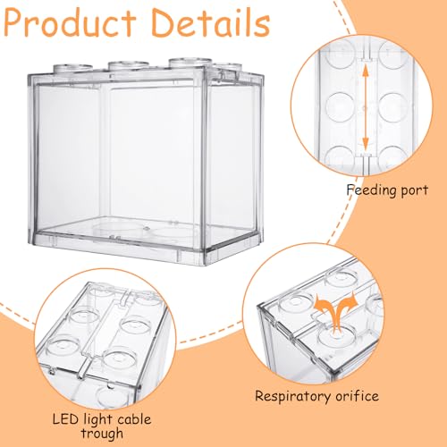 Image of QTLCOHD 4 Pack Small Betta Fish Tank, 0.6 Gallon Mini Aquarium Tank | Clear Stackable Fish Bowl, Acrylic Tiny Cube Tank for Beta Fish Sea Monkeys Shrimp Snails