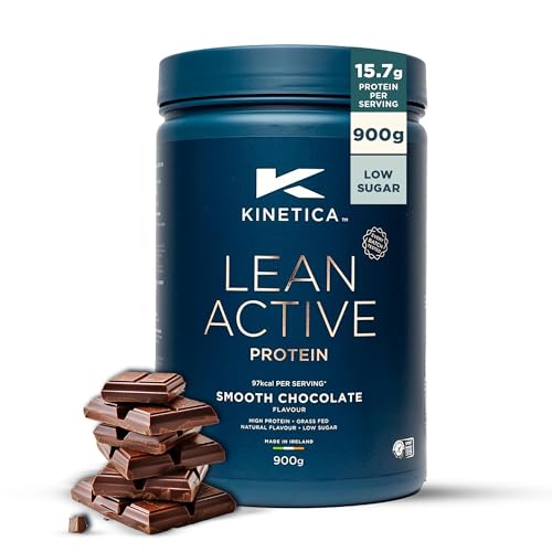 Kinetica Lean Active Protein Pulver Schokolade 900g, Whey Protein, 16 g Protein und nur 98 kcal pro Portion, 36 Portionen inkl. Messbecher, Molke aus EU Weidehaltung, Super Löslichkeit u. Geschmack