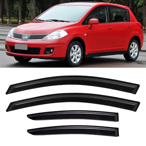 Image of Window Visors Rain Guards Shield for 2007-2012 Nissan Versa Hatchback, Out-Channel Window Vent Wind Deflectors Visors Shades for 07-11 Nissan Versa Sedan