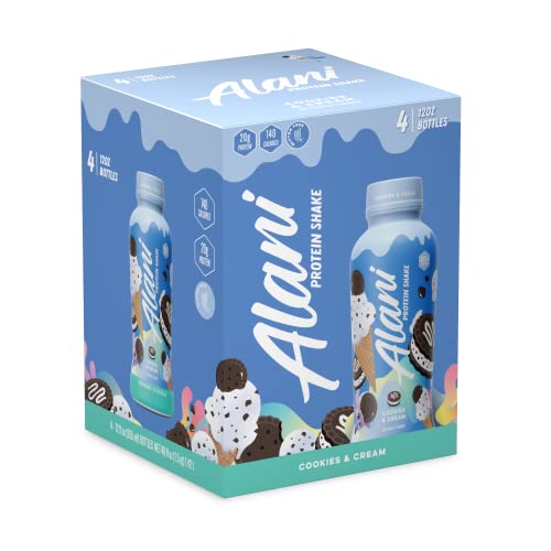 Alani Nu Protein Shake, Ready To Drink, Naturally Flavored, Gluten Free, Only 140 Calories With 20G Protein Per 12 Fl Oz Bottle (Cookies & Cream, 4 Pack) #TOP1