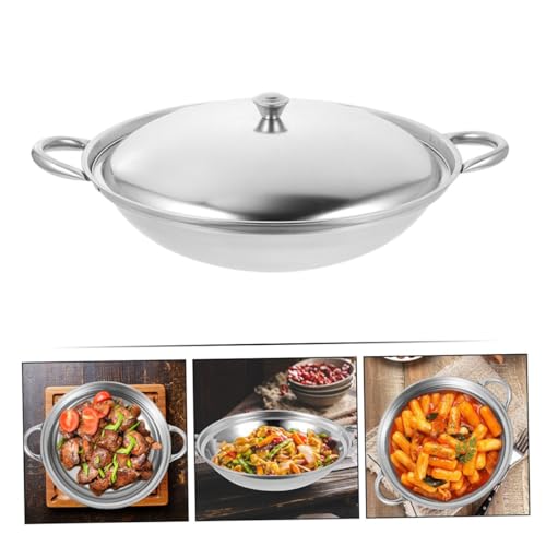 Wok de acero inoxidable con doble asa para cocinar miniatura 3