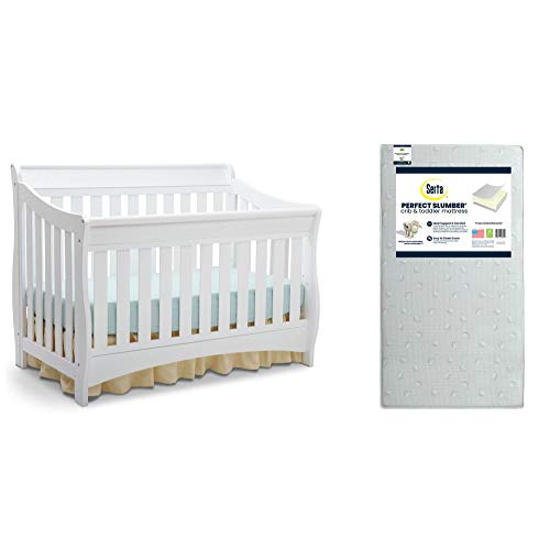 Delta Children Bentley S Series 4-in-1 Crib, White + Serta Perfect Slumber Dual Sided Recycled Fiber Core Crib and Toddler Mattress (Bundle) Delta Children Bentley S Series 4-in-1 Crib, White + Serta Perfect Slumber Dual Sided Recycled Fiber Core Crib and Toddler Mattress (Bundle)