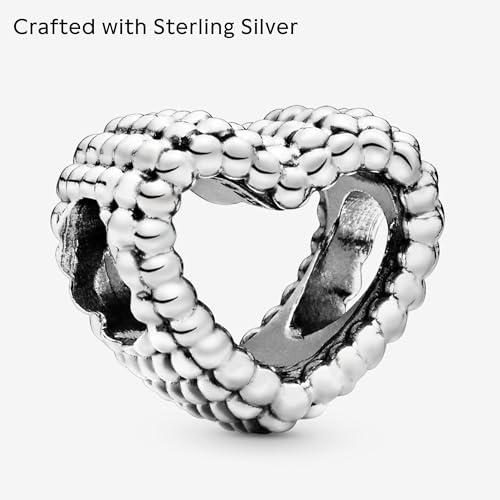 PANDORA Beaded Open Heart Charm - Compatible with PANDORA Moments - Gift for Her - Made with Sterling Silver - with Gift Box4