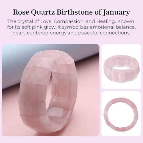 SHOP LC DELIVERING JOY Birthstone Bracelets for Women Trendy - Friendship Charm Cuff Gemstone Bracelets for Men - Bangle Boho Stretch Beaded Jewelry for Anxiety & Stress Birthday Gifts for Women 5