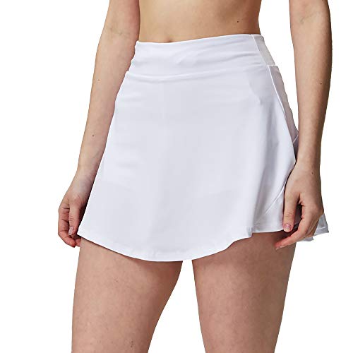 Sobrisah Women's Athletic Skort Pleated Skirt Active Exercise Tennis Golf Running Skirt with Pocket White S