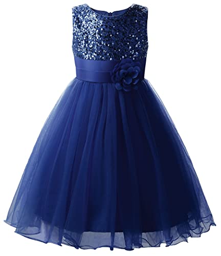 Uhnice Sequin Sleeveless Tulle Mesh Flower Girl Party Dress