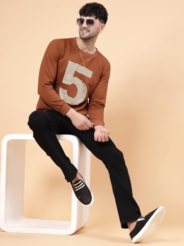 Image of Rigo Fleece Printed Round Neck Sweatshirt for Men | Full Sleeves Sweatshirt for Men | Casual Wear & Stylish Sweatshirts for Men