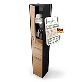 CDF Badezimmerschrank – Badschrank Schmal 30x30x170cm – Badezimmerschrank Schmal mit Langen Türen – Bad Hochschrank Modern – Badezimmer Schrank Hoch – Badezimmerschränke Anthrazit/Eiche Artisan