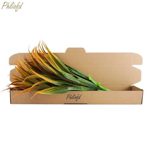 Phliofd 6Pcs Artificial Grass Fake Plants 17.3in Outdoor Plastic Plants UV Resistant Greenery Fake Grass for Home Window Garden Office Patio Hanging Planter Pathway Front Porch Décor Orange Yellow - Thumbnail 7