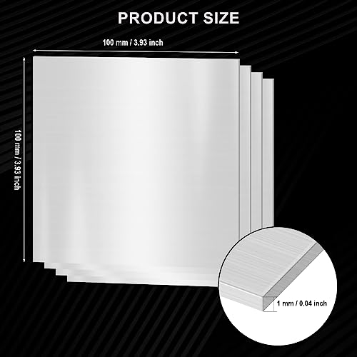 Lepohome LP-US-SHEET 4Pcs 304 Stainless Steel Sheets, 4 Inch X 4 Inch X 0.04 Inch Inch Stainless Steel Plates 1Mm Thick Stainless Steel Shim Plates Metal Sheets thumb #1
