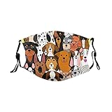 Cartoon Dogs Face Mask for Women Men Reusable Adjustable Mouth Covers Washable Ear Loops Dust...