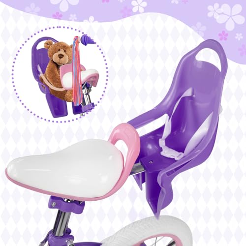 Image of XJD Girls Bike for Toddlers 3-9 Years Old Kids, 12 14 16 Inch Kids Bike with Training Wheels, Streamers, Basket and Doll Seat