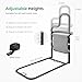 Xentrawave Dual Bar Bed Rail for Elderly Adults Safety with Storage Pocket, Bed Assist Rail for Seniors for Easily Getting in & Out of Bed, Bed Rails Fits King, Queen, Full, Twin Bed - Grey