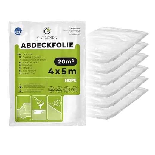 Garronda Abdeckfolie 4x5 m 6er Pack transparent HDPE Malerfolie für Renovierung Staubschutzfolie Umzug Abdeckplane Baufolie für Möbel- & Bodenschutz Folie reißfest GD-0166