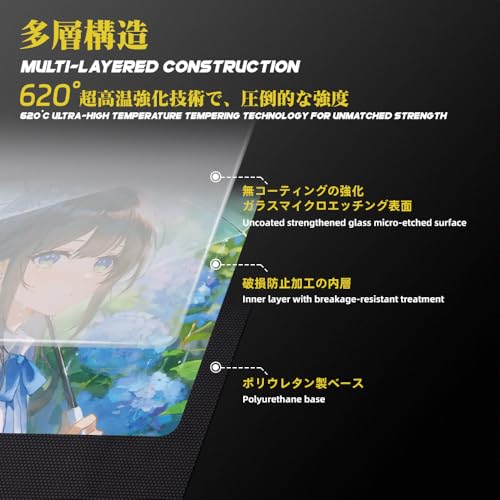 Image of TALONGAMES Glass Gaming Mouse Pad ULTRAPAD, Large 490x420mm Tempered Glass Mousepad for Esports, Ultra-Smooth Glide, Ultra-Thin 2mm Design, Anime, High Precision, Durable Non-Slip Base (P2-渚Nagisa)