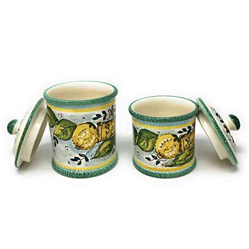 Hand-Painted Italian Ceramic Kitchen Canister Set - Tuscan Art Pottery Storage Jars for Salt, Sugar, and More - Image 2