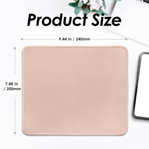 Image of FROGIGO Mouse Pad with Stitched Edges - Solid Color Mousepad for Women, 9.25 x 7.75 inch Washable Square Desk Pad, Non-Slip Rubber Base, Office Home Laptop Accessories - Sakura Pink