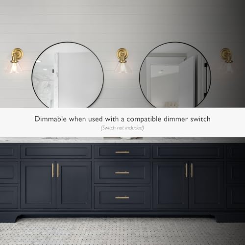 Image of Design House Augustin Wall Sconce, 1-Light, Seeded Glass Warm Glow, Dimmable, Up /Down Glow, Easy Installation, E26 Socket, Satin Gold, 7.9 in L x 8.5 in D x 11.1 in H, 589028-SG