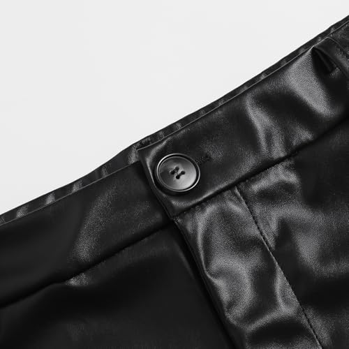 Women's Faux Leather Long Skirt, High Waist Slim Fit with Front Zipper & Side Slit, Stretchy Pencil Skirt for Casual/Office3