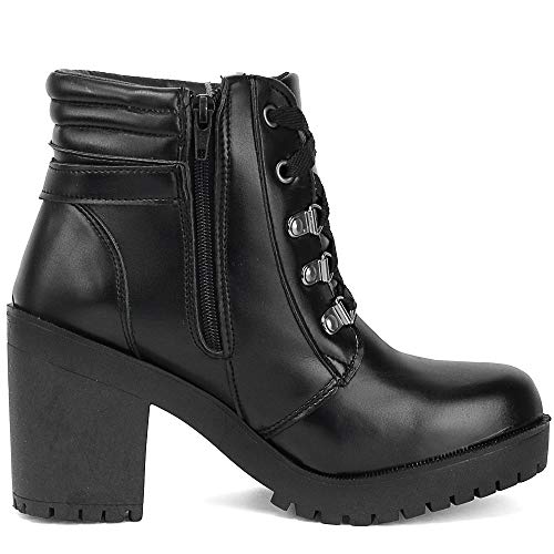 Bota Coturno Tratorada Luxo Sapatofran Confortável Com Salto em Bloco (36, PRETO)