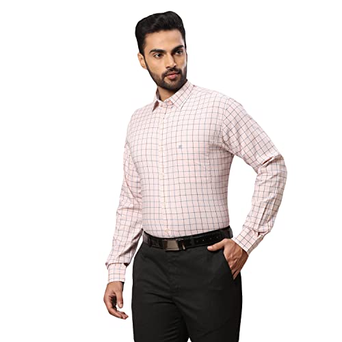 Image of Raymond Men's Pure Cotton Checks Pattern Slim Fit Regular Collar Full Sleeve Casual Shirt