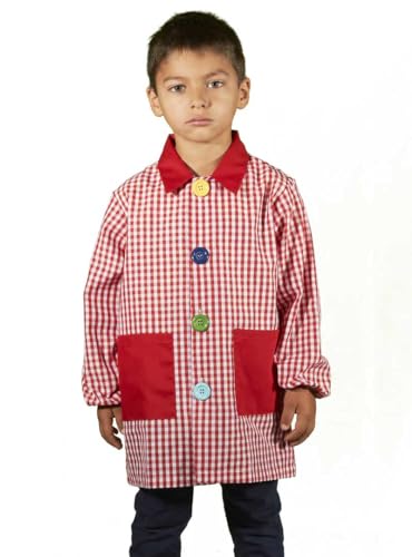 KLOTTZ 904B - Babi colegio niño Bata escolar niño con cuello pico y corte recto niños color: ROJO talla: 6