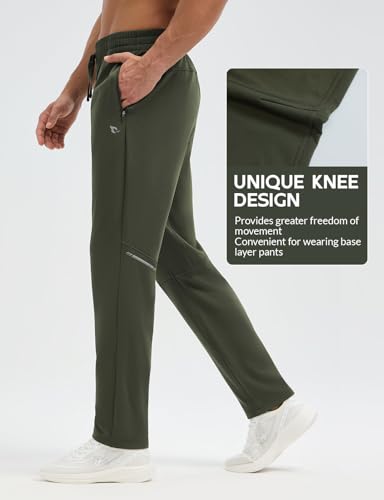 baleaf Men's Fleece Lined Hiking Pants Zipper Pockets Thermal Running Track Pants Winter Sweatpants Athletic Workout2