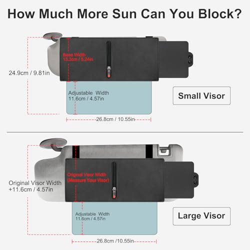 Image of Veharvim Sun Visor Extender for Car (Zipper Slider& Prevents Fingerprints, UV400, PC Lens), Visor Extender Attachment for Car Visor, Anti-Glare for Safe Driving (Driver Side)